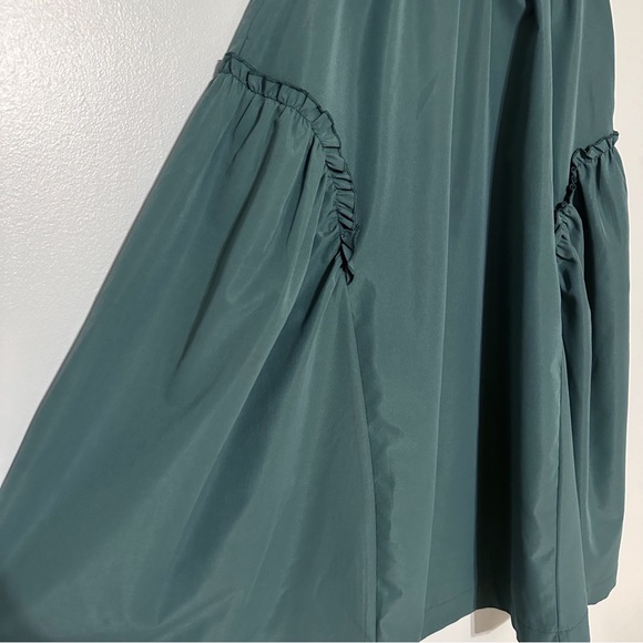 Mulla A-Line Ruffle Midi Skirt in Deep Grass size small - Picture 2 of 6